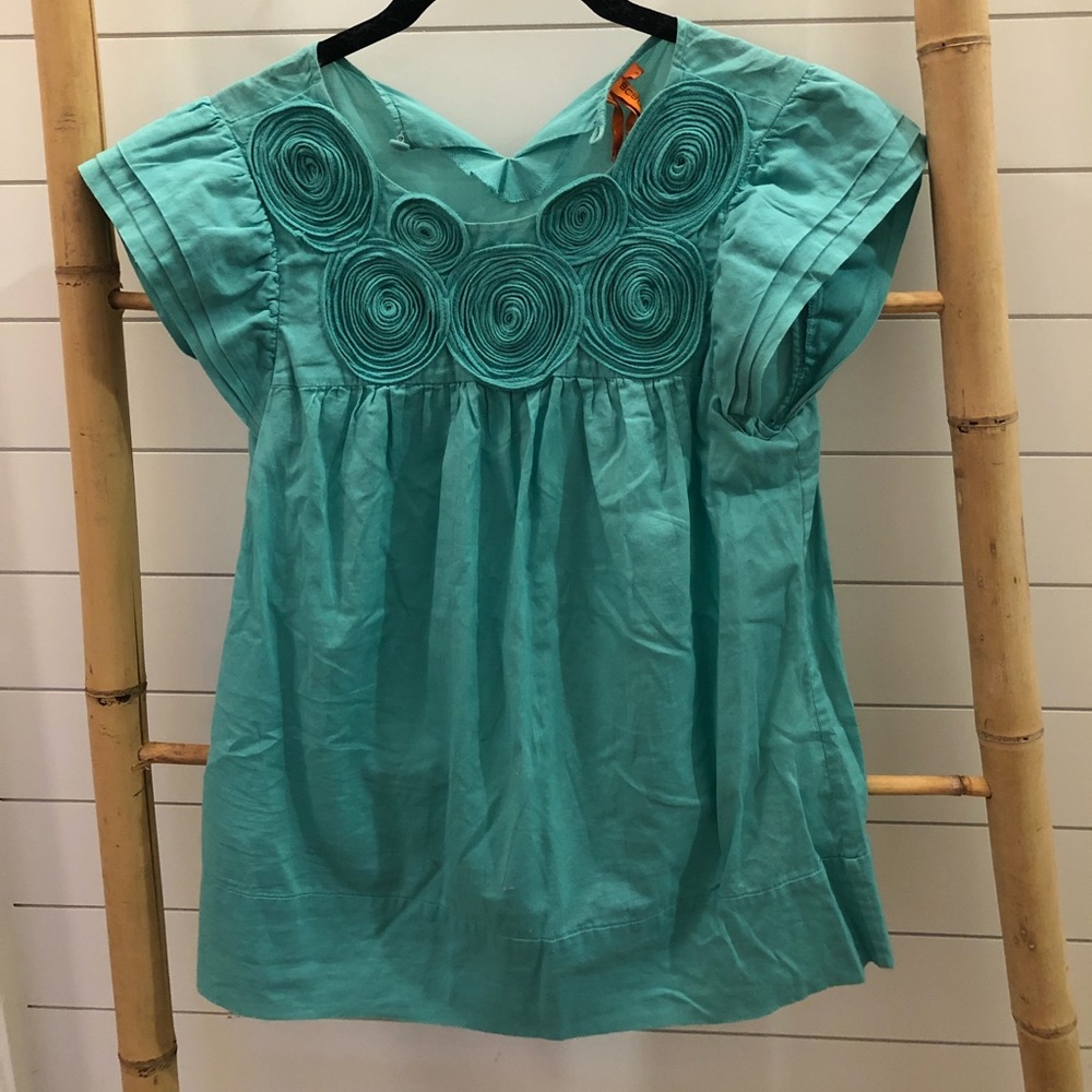 BCBGeneration teal cap sleeve shirt